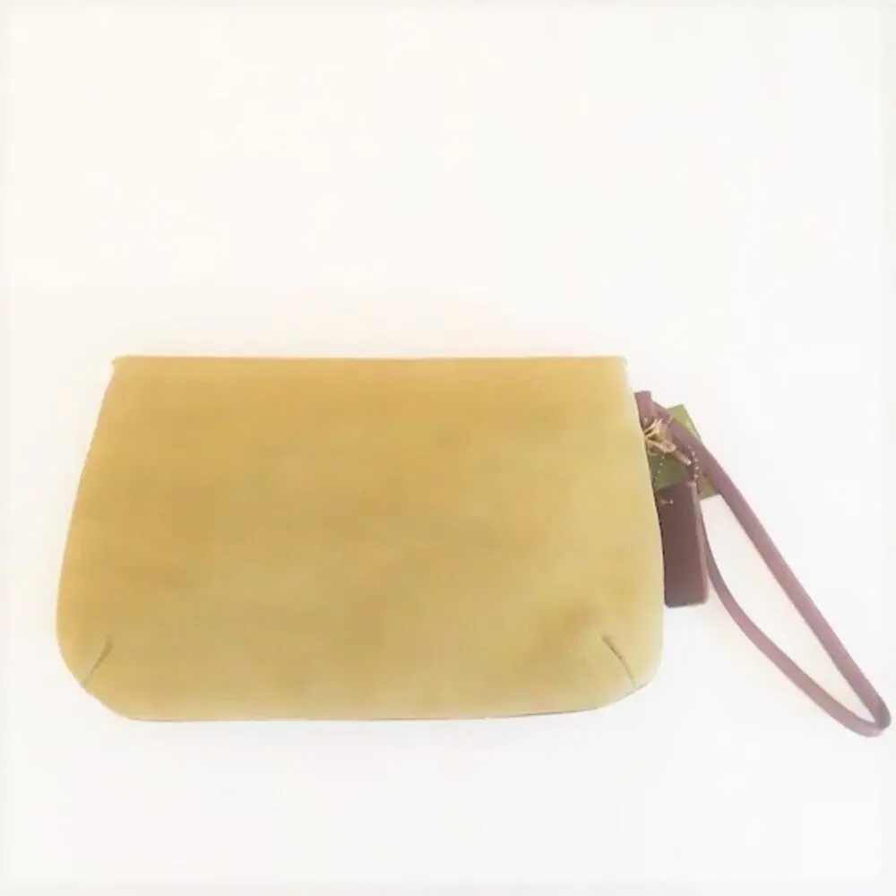 Bath and Body Work's Green Faux Suede Wrislet Hand Bag Purse